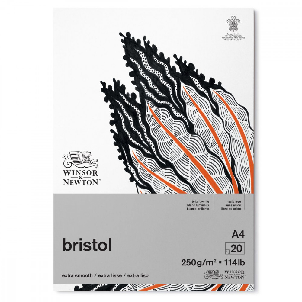 Bloco de Papel Winsor & Newton Bristol 250g A4 20 folhas textura lisa